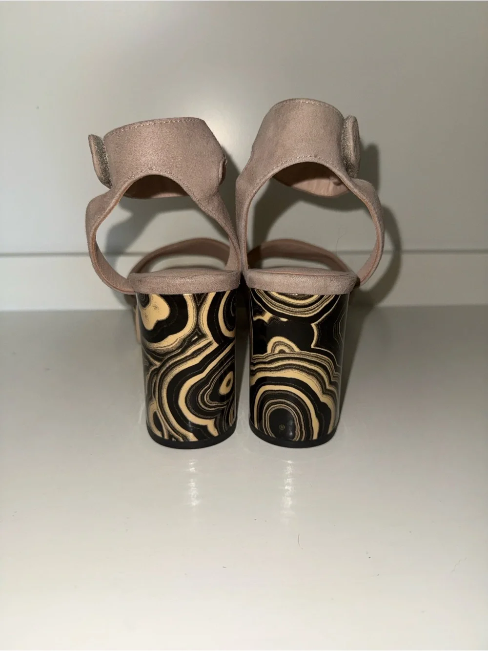 Sacha London PAOLA Taupe Suede Geode Platform Sandals Heels / EUC/ Size 7 $55
